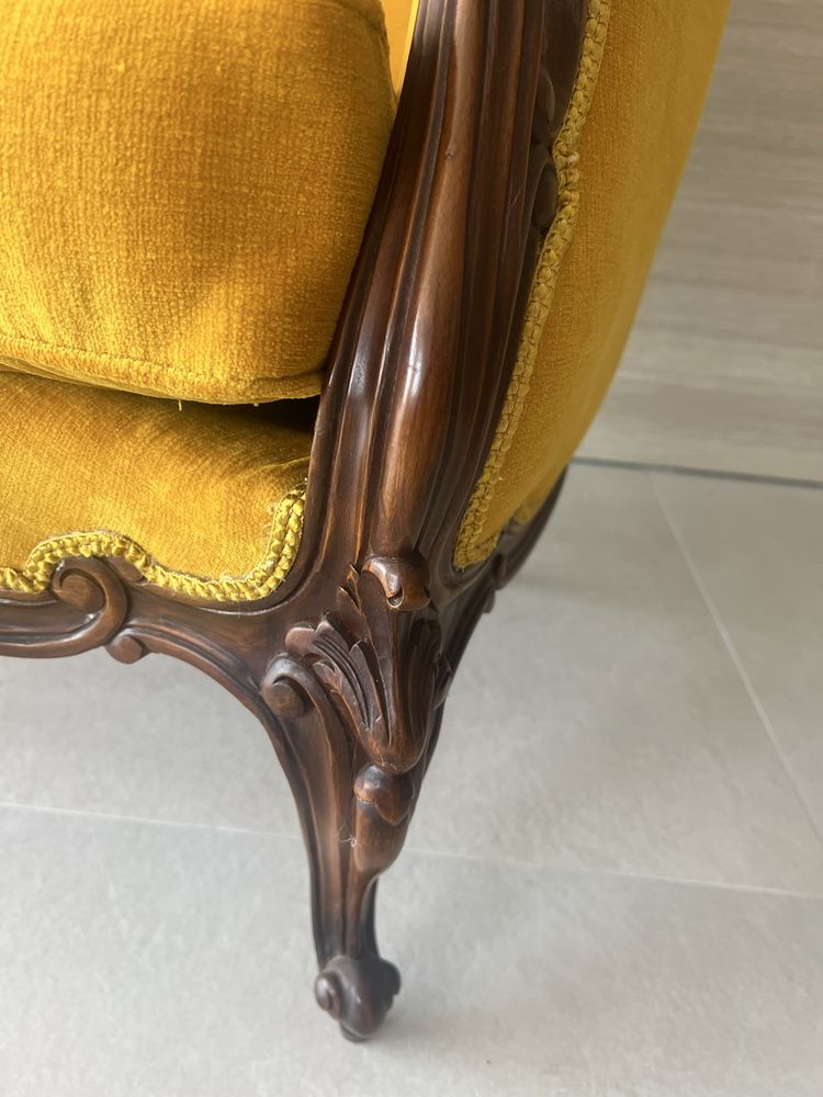 Poltrona bergere amarela, França, seculo  XIX