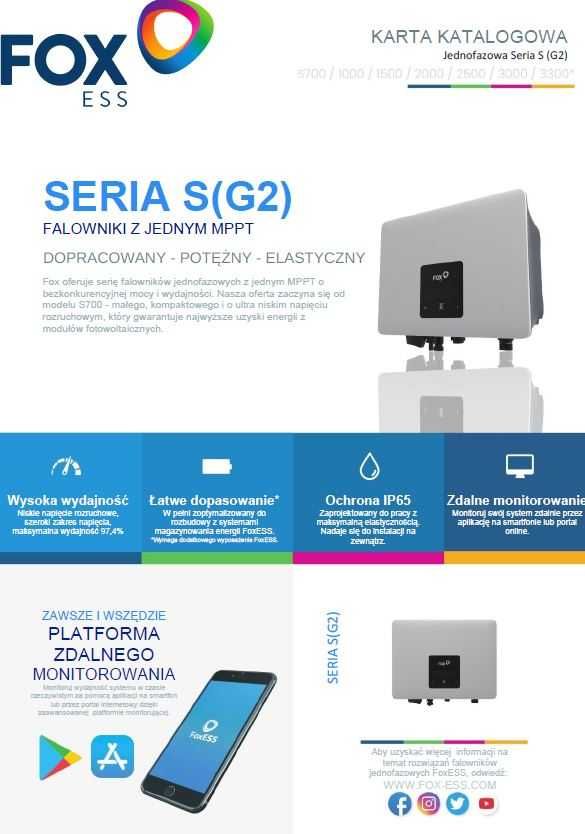 Falownik marki FoxEss S2500-G2 1PH 1MPPT