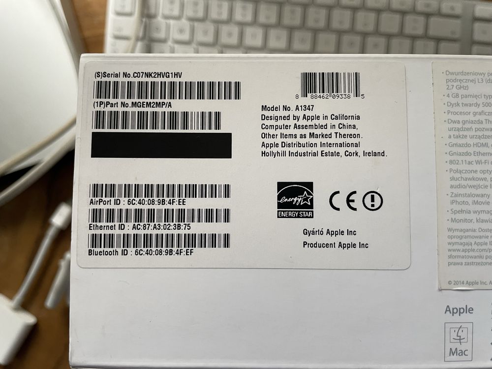 MacMini 500hdd, 4 GB, mysz, przejściówki - wszystko sprawne