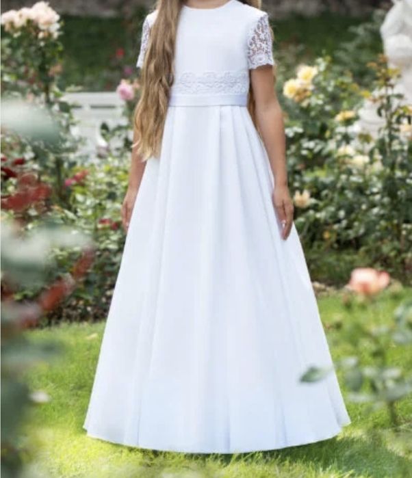 *Emmi Mariage* cudna sukienka komunijna bolerko rękawiczki koło R.134