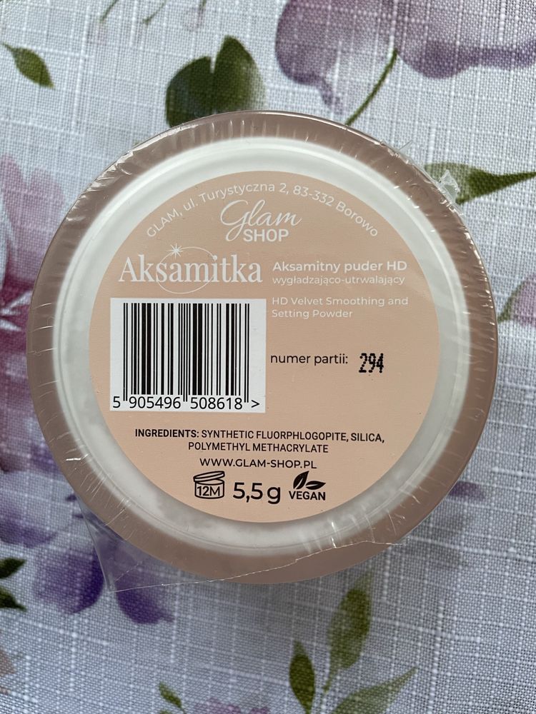 Glam Shop Aksamitka, aksamitny puder HD, wygładzająco utrwalający,nowy