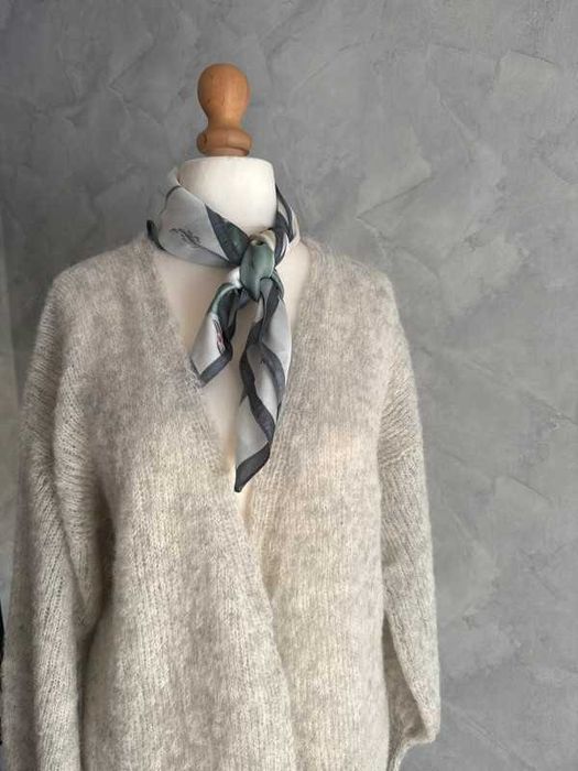 Ręcznie robiony sweter na drutach z alpaki i jedwabiu handmade