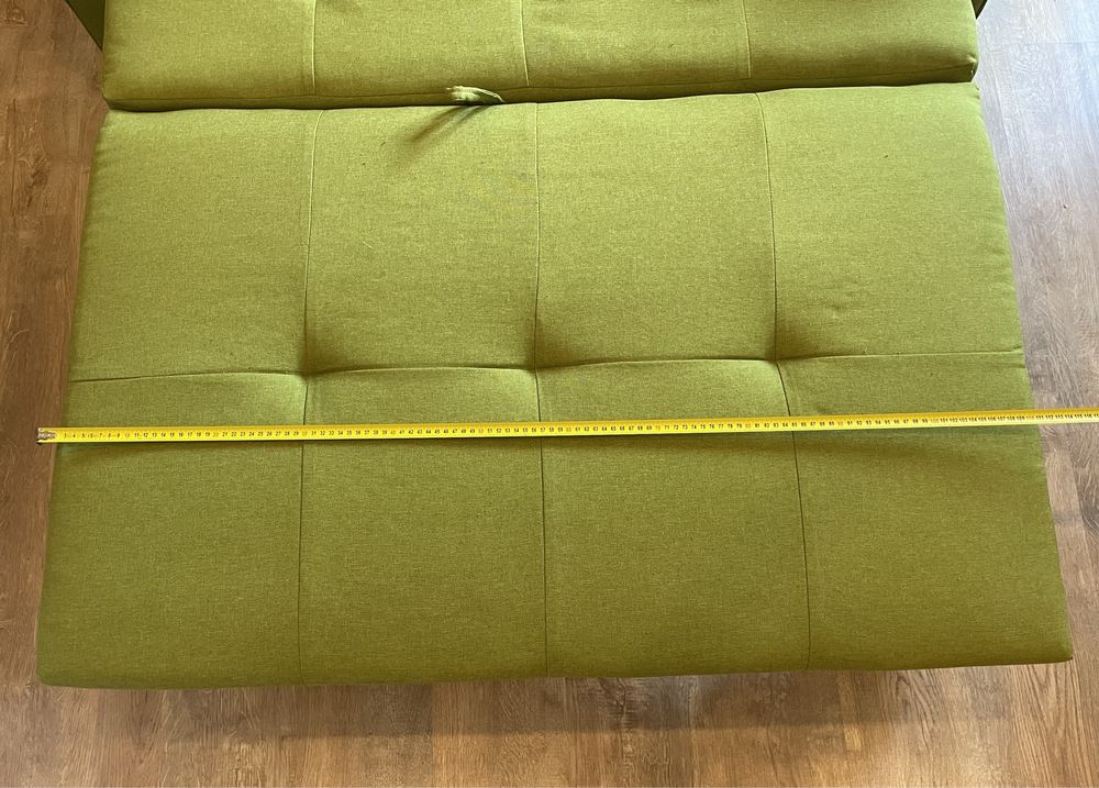 Limonkowa rozkladana sofa 2osobowa z szufladą