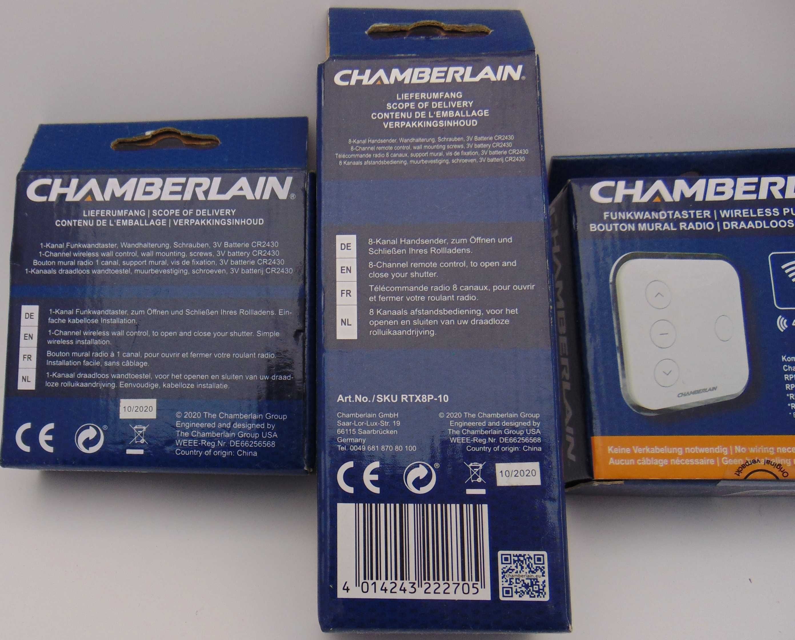 Pilot do rolet itp. CHAMBERLAIN * Podana cena za zestaw 3szt * NOWE