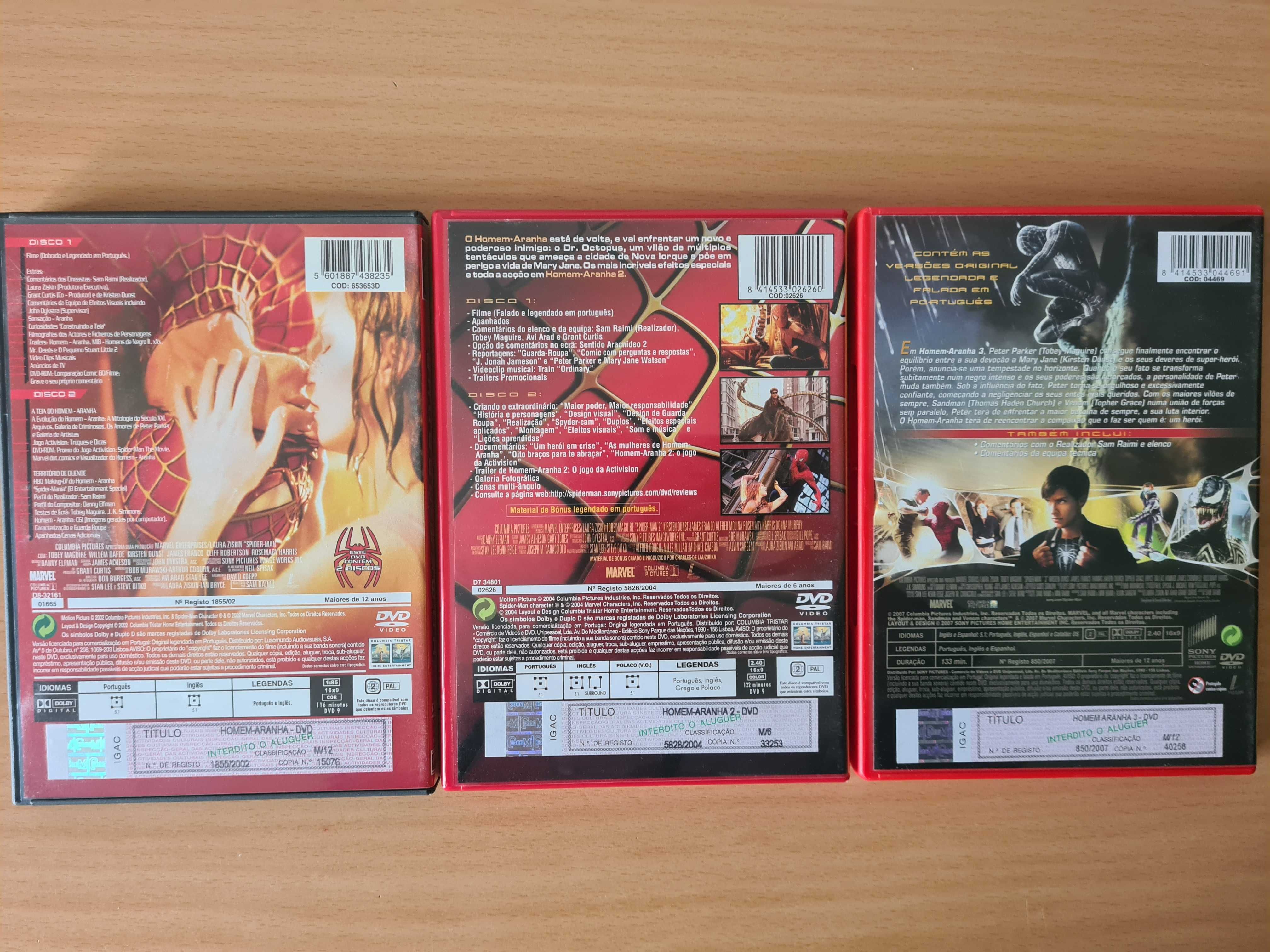 3 filmes em DVD do "Homem-Aranha" - Spider-Man