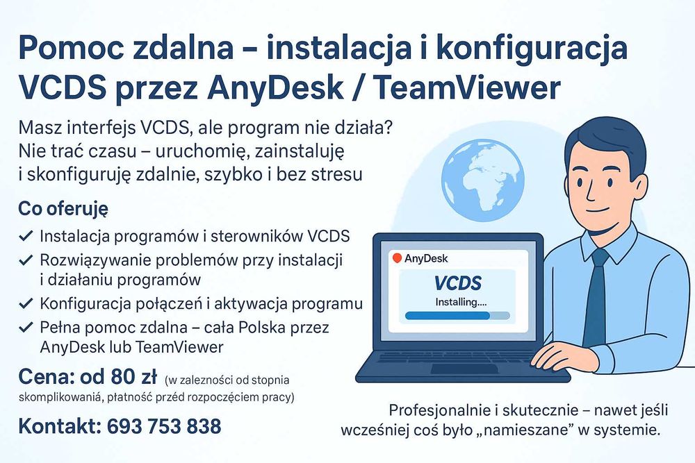 PomocZdalna instalacja programów diagnostycznych VCDS,Delphi,OPCOM PSA