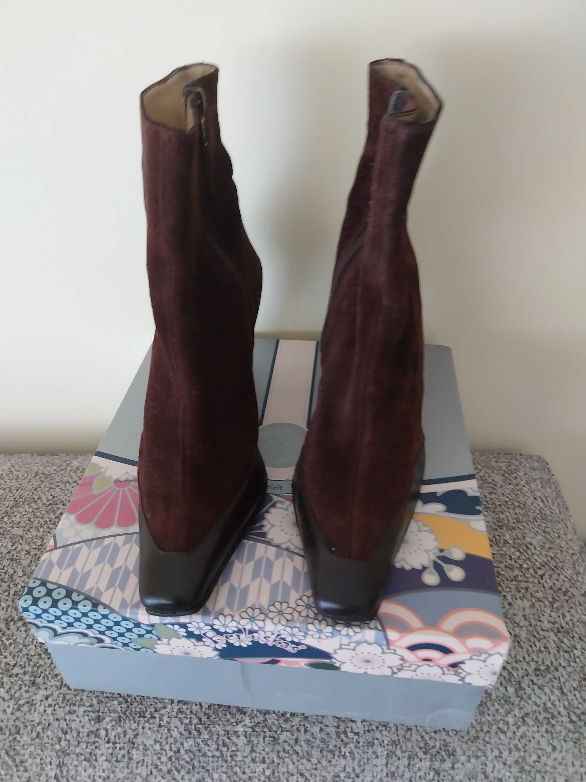 Bota castanha pele senhora