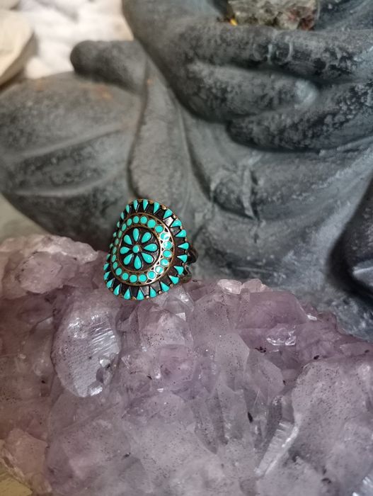 Каблучка, натуральна бирюза, Туніс, 16 розмір