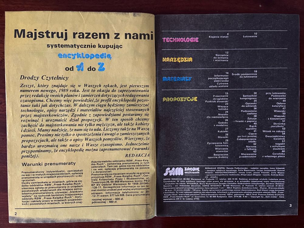 Stare czasopisma Sam zrobię 1986, 1988, 1989