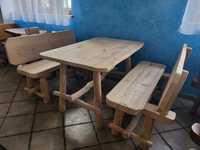 Meble drewniane stol + lawki