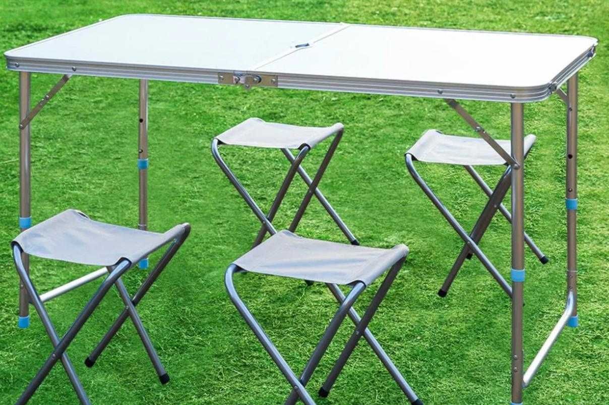 Стол для пикника раскладной с 4 стульями Folding Table белый, есть опт