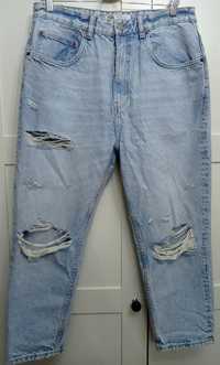 Spodnie jeansowe męskie dziury ZARA 42