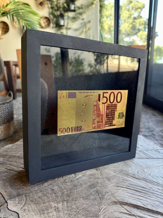 Quadro Decorativo - 25x25cm - Nota de 500 Ouro