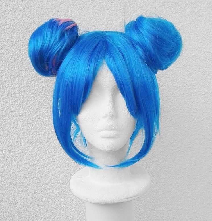 Jinx Powder Arcane peruka niebieska z koczkami krótka cosplay wig