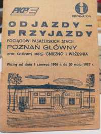 Kieszonkowy rozkład jazdy Poznań Gł. (Gniezno+Września) 1986-87