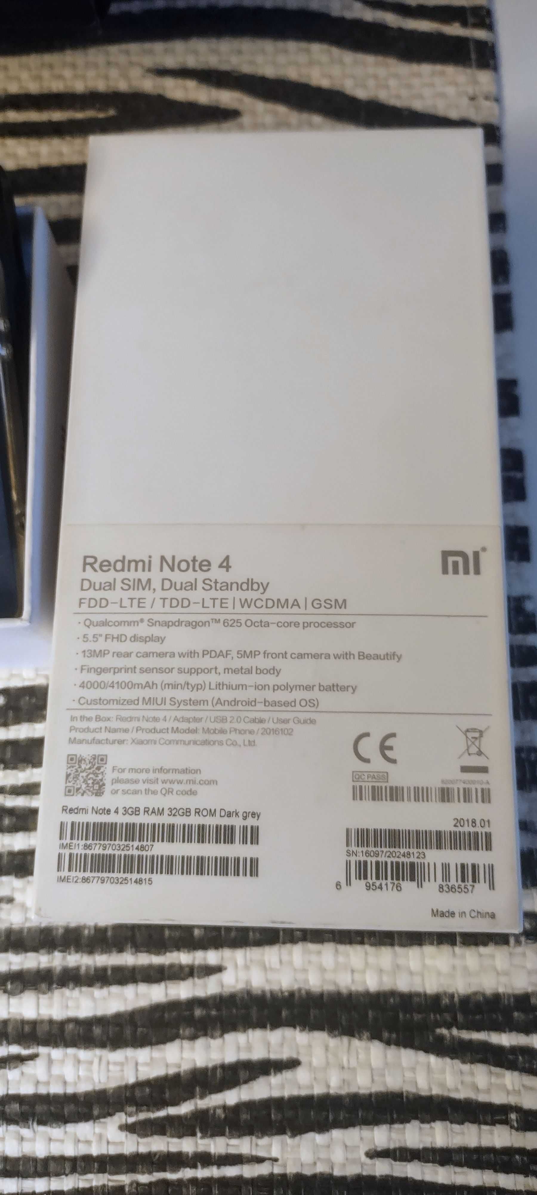 Zgrabny Super telefon Redmi Note 4 zestaw opakowanie