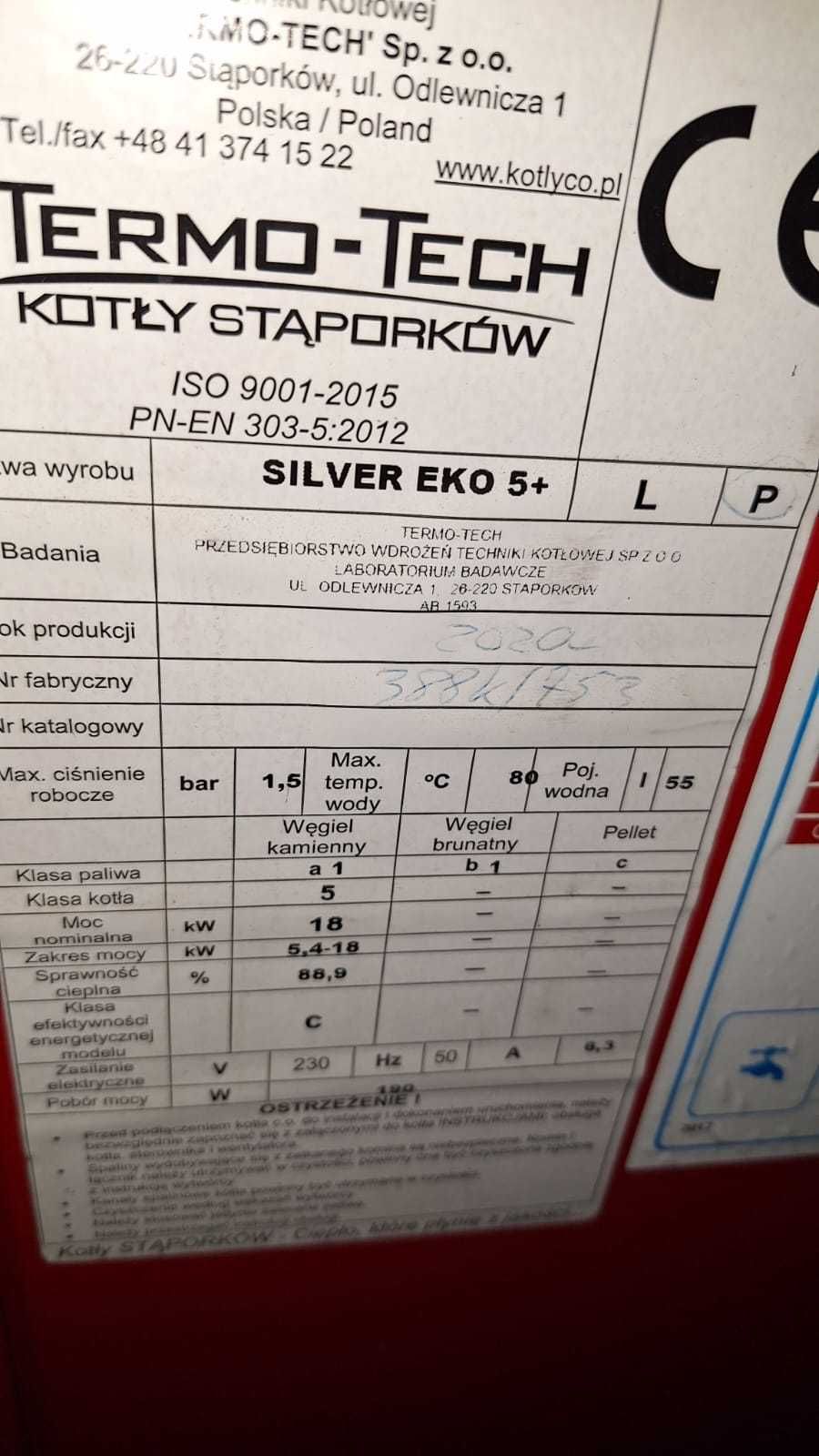 Kocioł na eko groszek termo-tech silver eko 5+