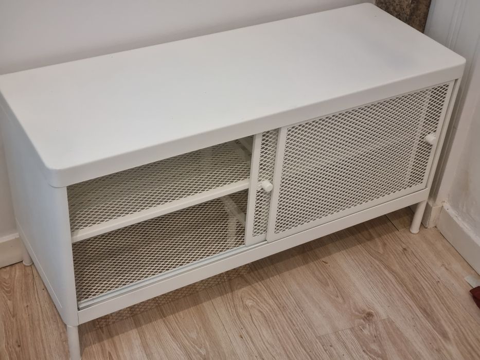 Banco c/arrumação c/portas desliz, branco