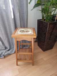 Antyk stołek kwietnik drewniany Vintage