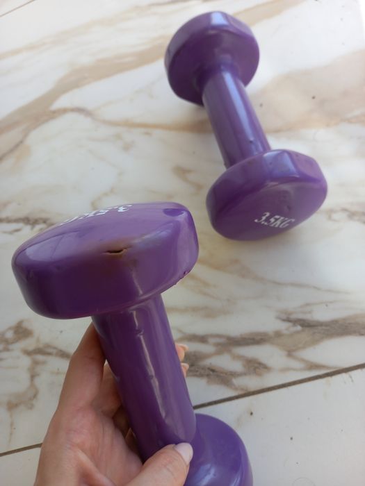 Гантели виниловые фиолетовые, гантель 3,5 кг