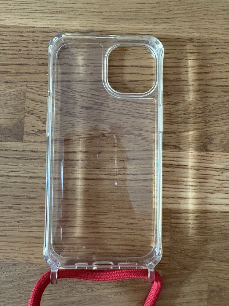 Przeźroczyste etui do Iphone 14 na czerwonym sznurku