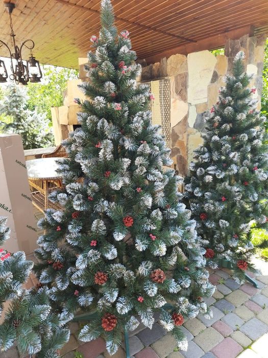 Якція Штучна ялинка зелена засніжена ПВХ лита ёлка искусственная зелён