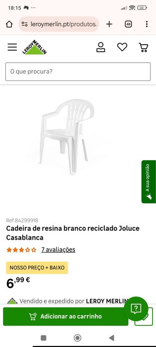 Mesa de jardim + 6 cadeiras (resina)