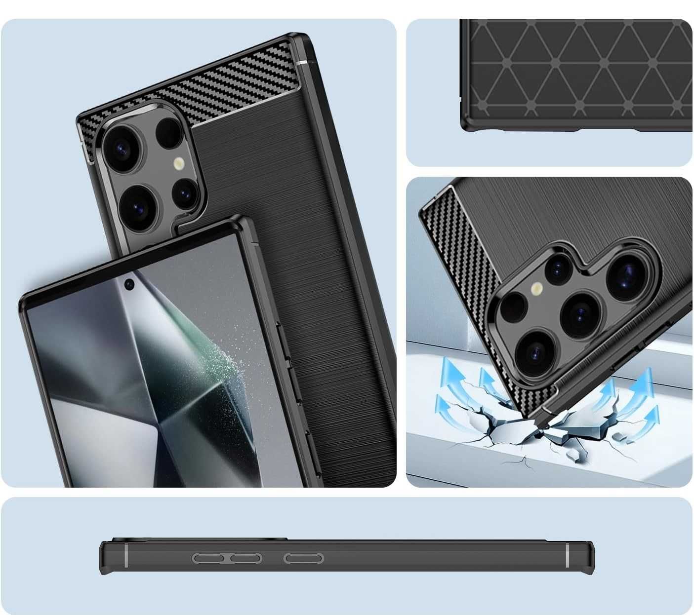 Etui Nakładka Carbon do Samsung Galaxy S24 Ultra + Szkło Hartowane