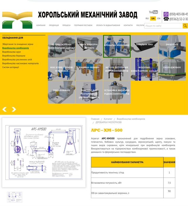Крупорушка .Дробарка молоткова АРС-ХМ-1000