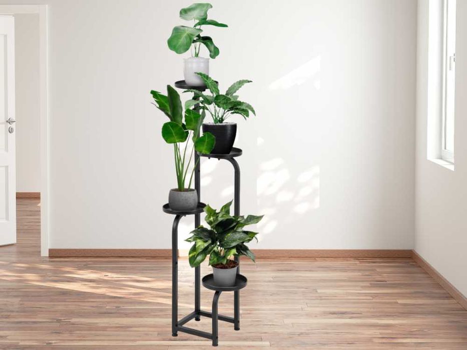 Kwietnik Stojak Regał na Kwiaty 4 Poziomy Loft Czarny 115cm