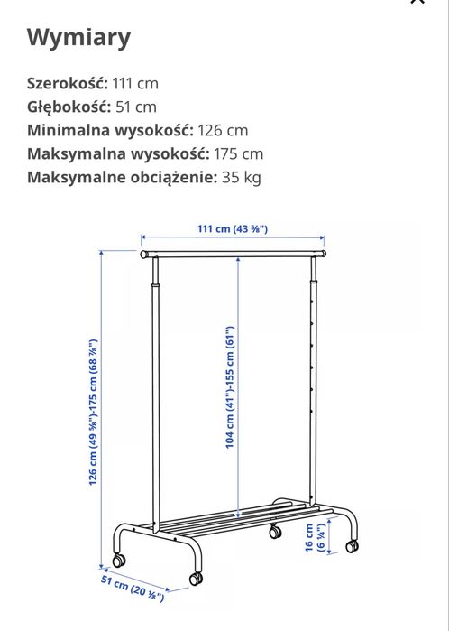 Wieszak biały na ubrania IKEA
