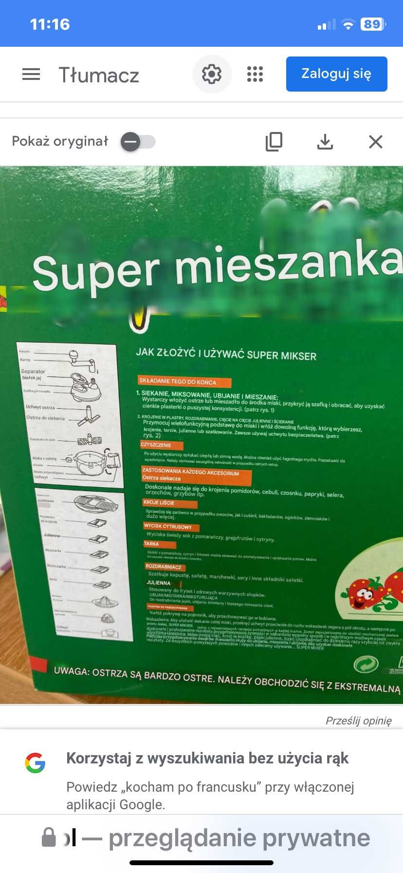 Mixer/rozdrabniacz ręczny