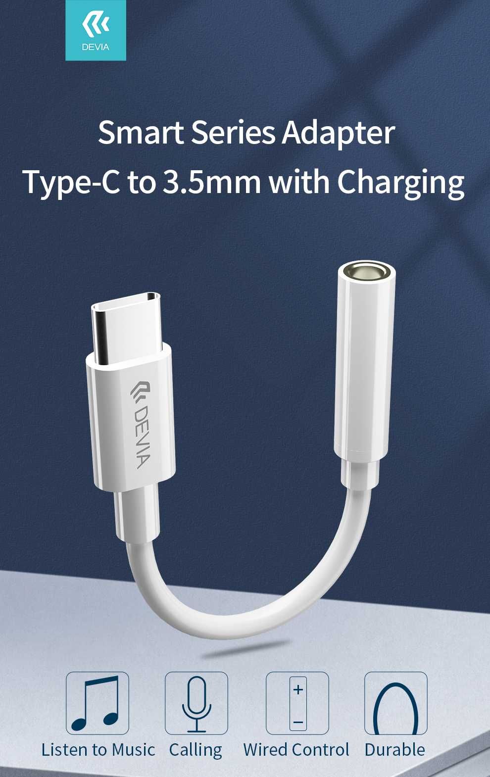 Adapter USB-C - Jack 3,5mm AUX Devia