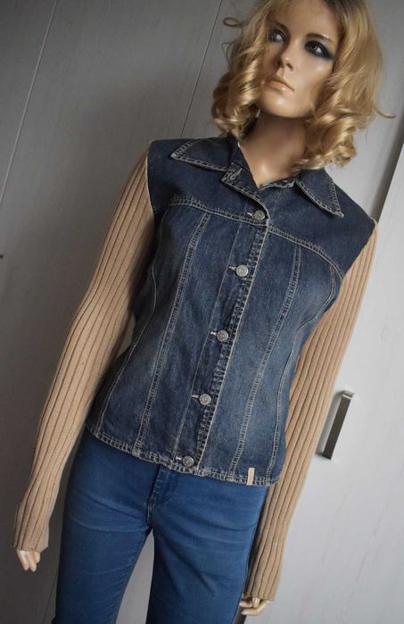 Kurtka jeansowa 40 L ramoneska dżinsowa dzianinowa katana bawełniana