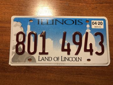 Oryginalna tablica rejestracyjna ze stanu Illinois