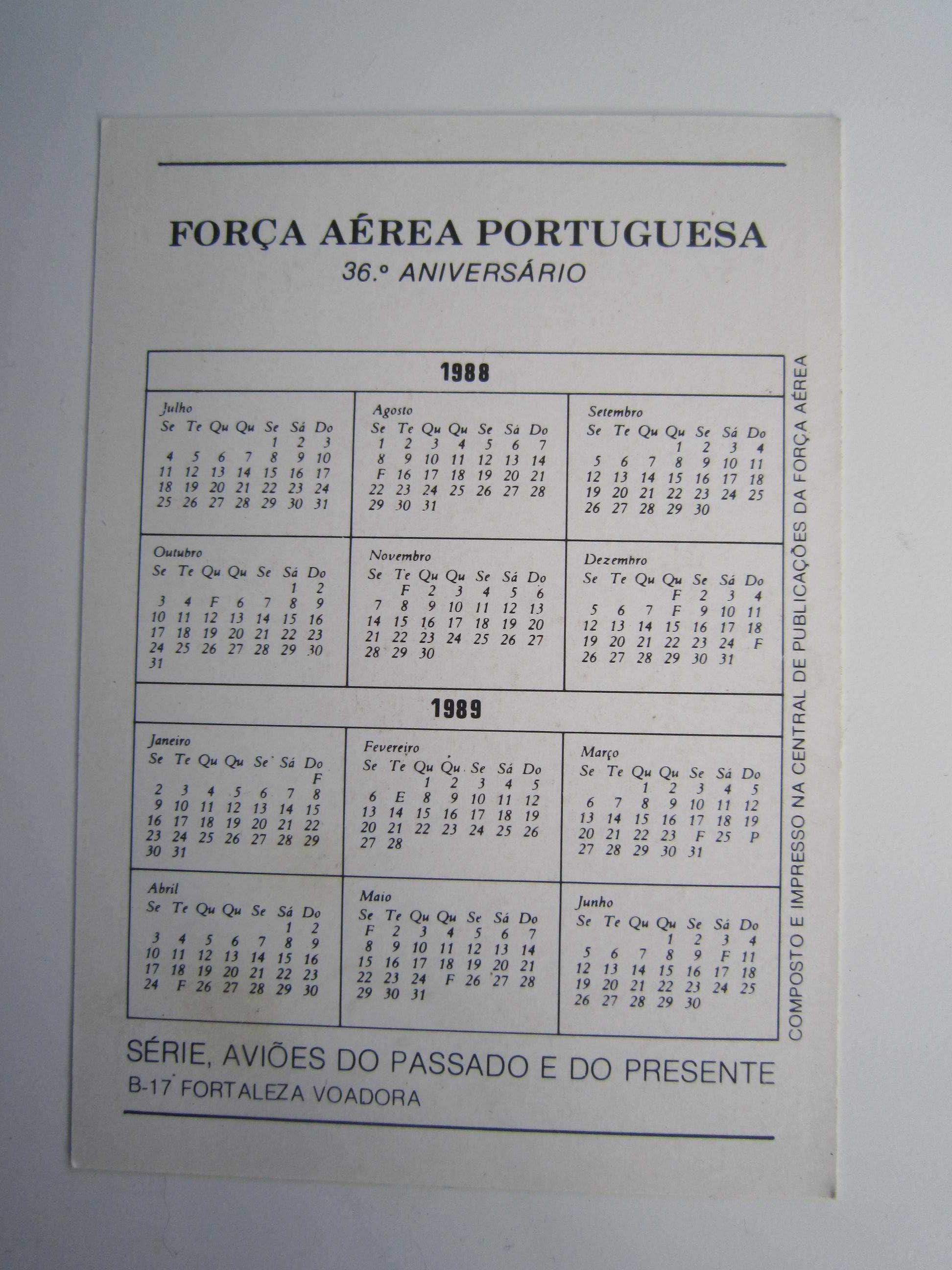 Coleção de calendários Força Aérea