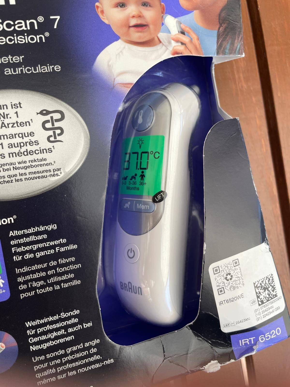 Nowy termometr  douszny elektroniczny braun RT 6520 21 KAPTURKÓW
