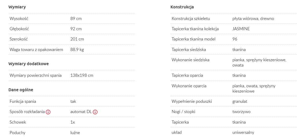 Sofa 3-osobowa pikowana LILI