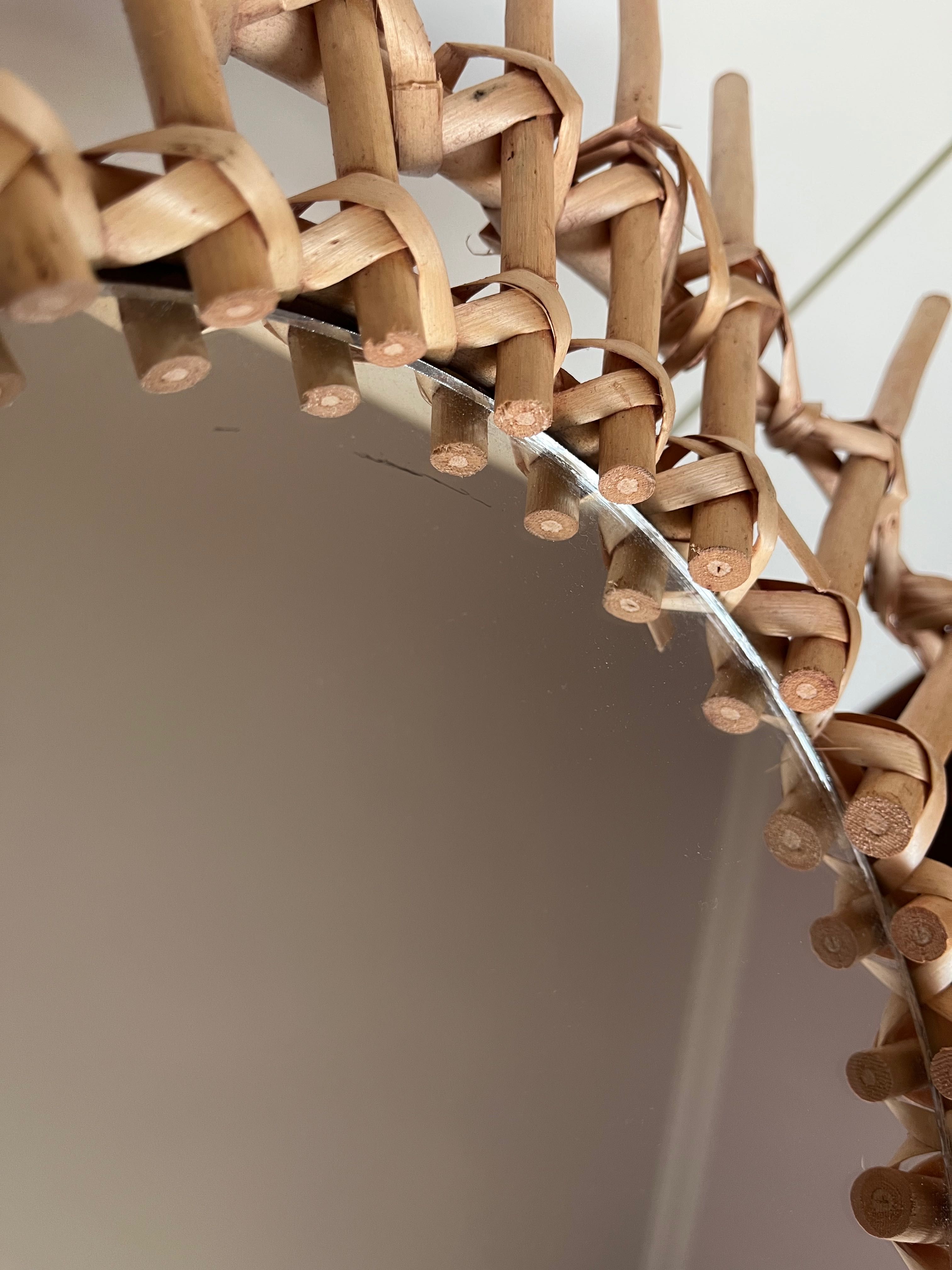 Lustro oko słońce boho rattan