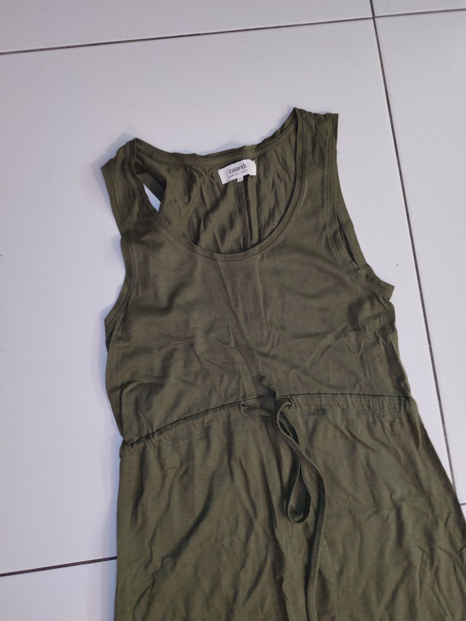 Sukienka maxi ciążowa XS Zalando butelkowa zieleń