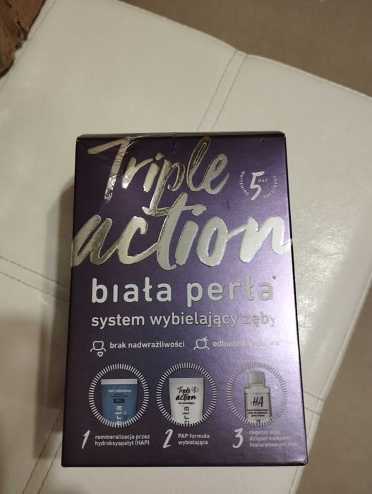 BIAŁA PERŁA TRIPLE ACTION system wybielający zęby żel + płyn + pasta