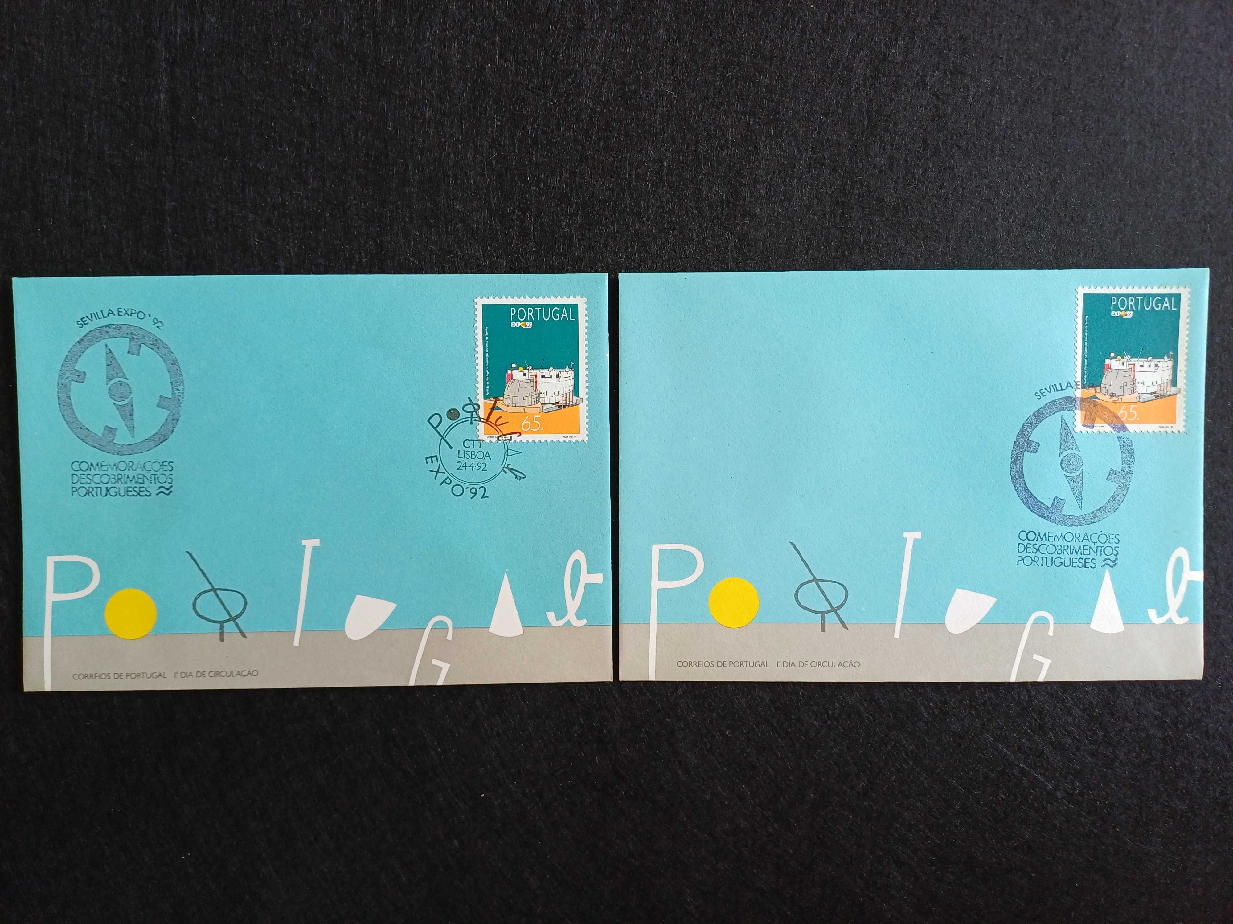 Filatelia - Portugal –Expo 92 FDC e Envelope carimbo pavilhão Portugal