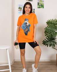 Хит! Стильная оранжевая молодежная футболка с принтом Турция(4784)