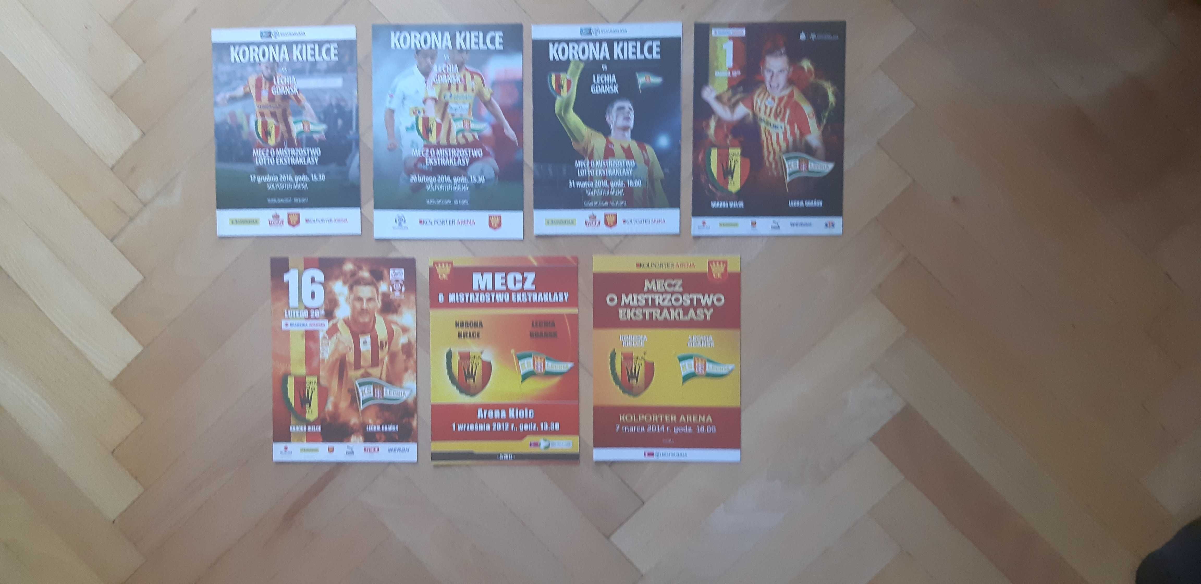 programy meczowe Korona Kielce -Lechia Gdańsk zestaw 7 sztuk