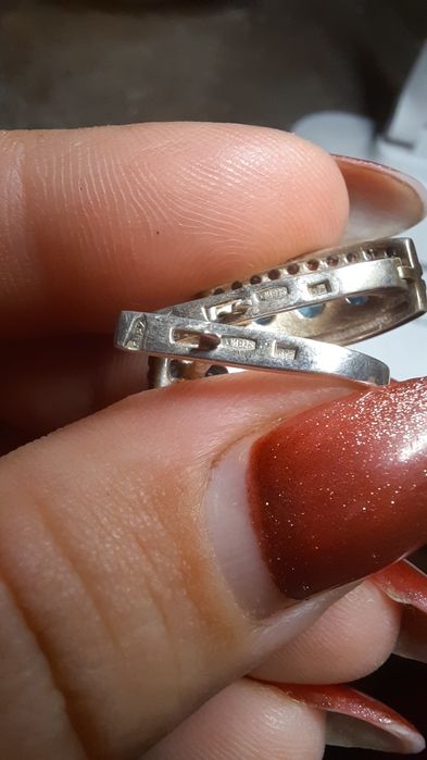 Серебряное кольцо серёжки набор 925 пробы
