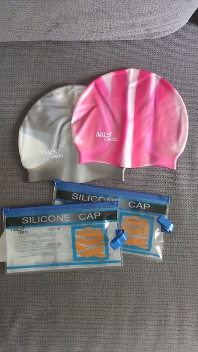 Czepki na basen różowa szara nowe