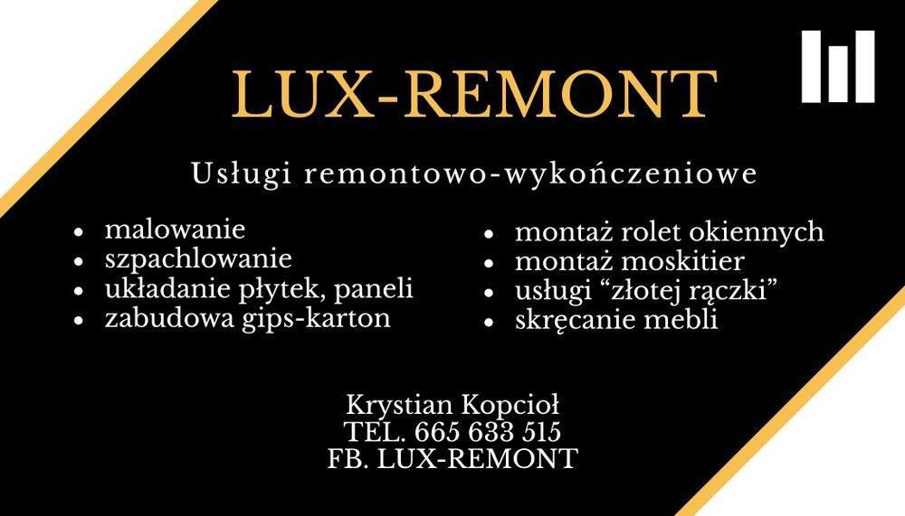 Usługi remontowe, wykończenie wnętrz, składanie mebli, rolet,moskitier