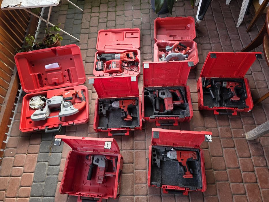 Milwaukee zestaw 2x klucz udarowy, pilarka taśmowa itd