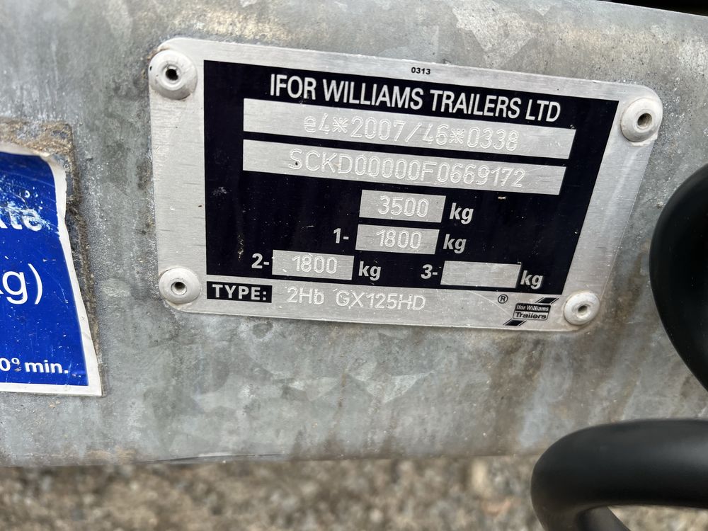 IFOR WILIAMS 3500 kgDMC  laweta 1.59x3.70m 2752kg Ladownosc