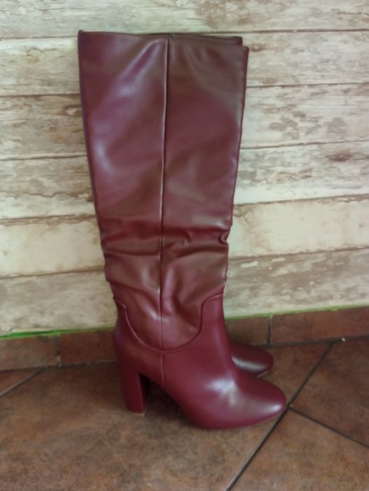 Kozaki bordowe słupek Jenny Fairy